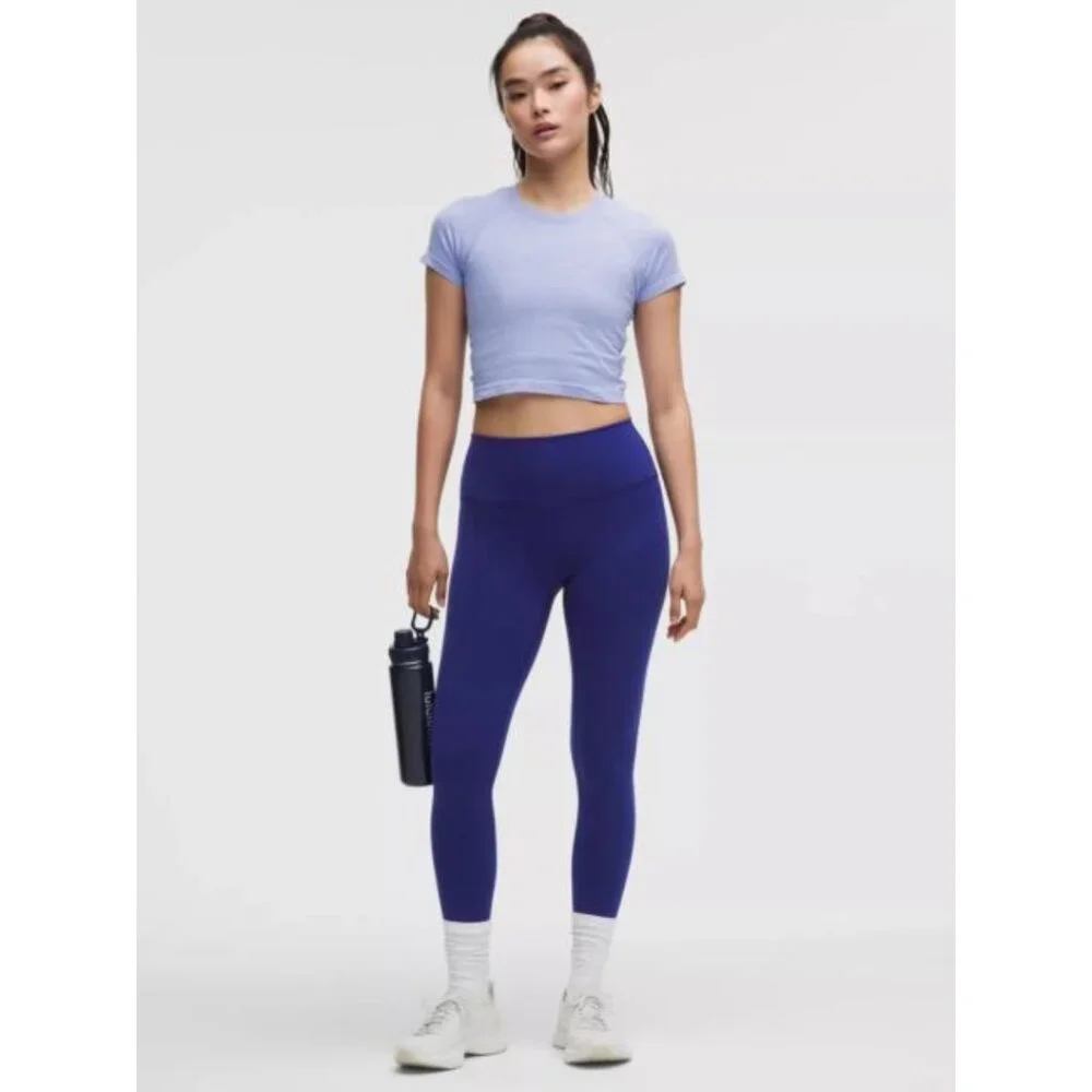 Lululemon Wunder Train Mid Rise Tights Size 2 Blue Gym Active Athletic Tight
